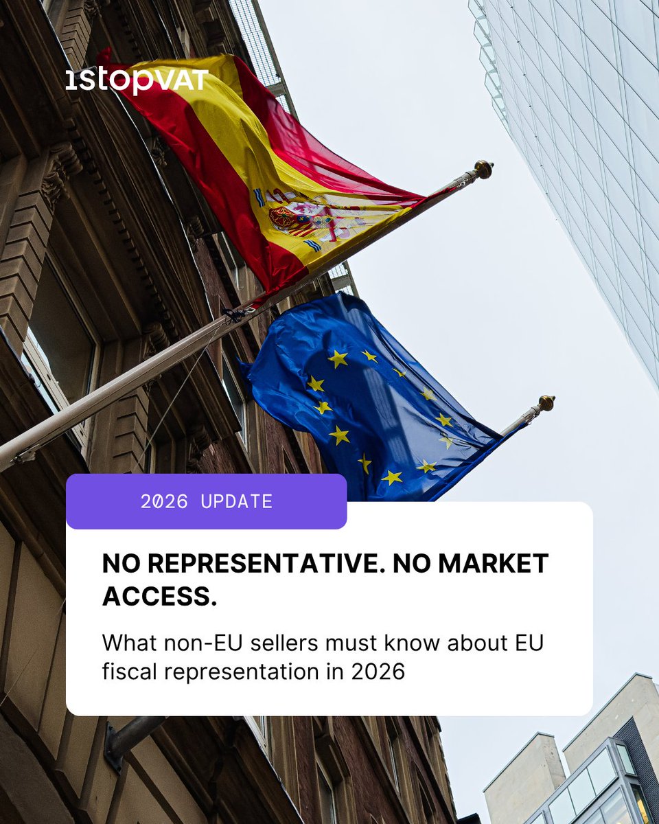 1stopvat's tweet photo. Over half of EU countries require non-EU sellers to appoint a Fiscal Representative just to register for VAT. And in 2026, the rules got stricter — France and Italy both introduced permanent representation requirements, bank guarantees, and new compliance checks.

What most sellers don't realise: a Fiscal Representative isn't just an admin contact. They are jointly liable for your VAT debts. Choosing the wrong one is a financial and legal risk, not just an inconvenience.

👉 We put together the full guide on what changed and how to choose the right partner: https://t.co/D1v9z6rFDG

 #EcommerceEurope #VATCompliance #VAT #EURegulation