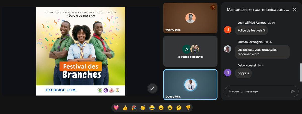 FelixGuebo's tweet photo. 📢 Master Class Communication graphique &amp; Canva 
2 jours de formation pour renforcer les compétences en création visuelle dans le scoutisme EEUCI.
Les participants ont découvert des méthodes simples et pratiques pour concevoir des visuels impactants avec Canva.

 #Canva #eeuci https://t.co/53a3ckcsFw