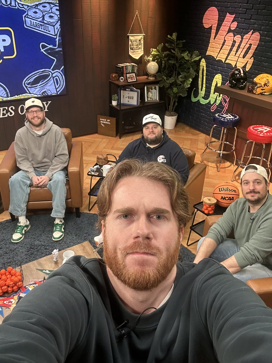 RealCGriff's tweet image. We’re live on @wakeupbarstool. Be sure to tweet #AskWUB and we’ll answer questions live on air. Tune in on FS1!