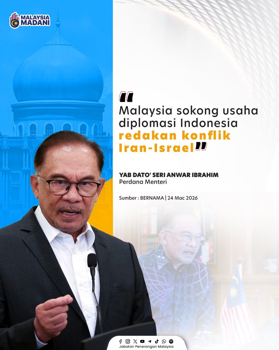 Usaha Jakarta ini diharap dapat membuka ruang rundingan yang lebih bermakna  ke arah penyelesaian yang aman dan berkekalan di Asia Barat. 🤝✨🌏

#RancakkanMADANI
#MADANIBekerja
#TaatSetia
#JabatanPenerangan