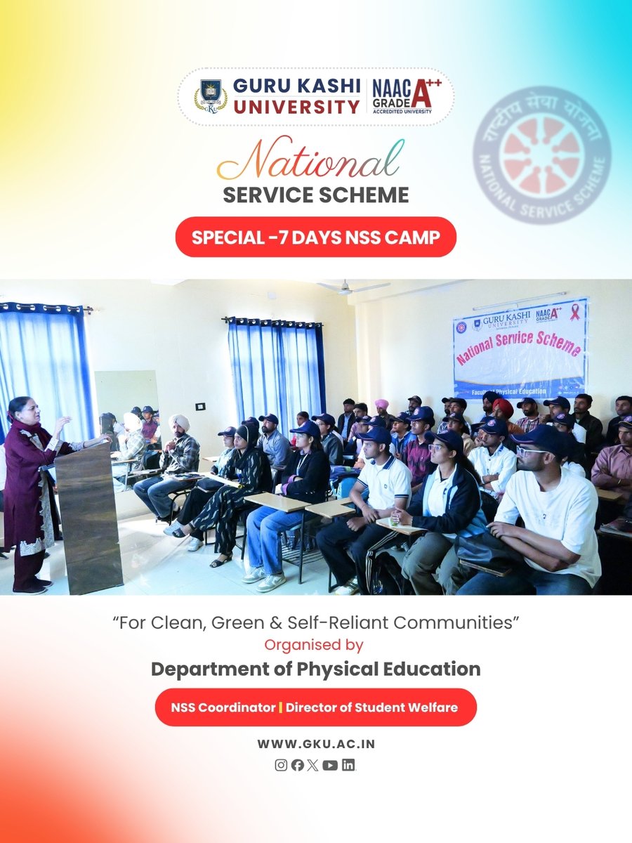 gurukashiuniv's tweet image. 7 Days NSS Camp at GKU Promoting clean, green &amp;amp; self-reliant communities. 
#NSSCamp #GKU