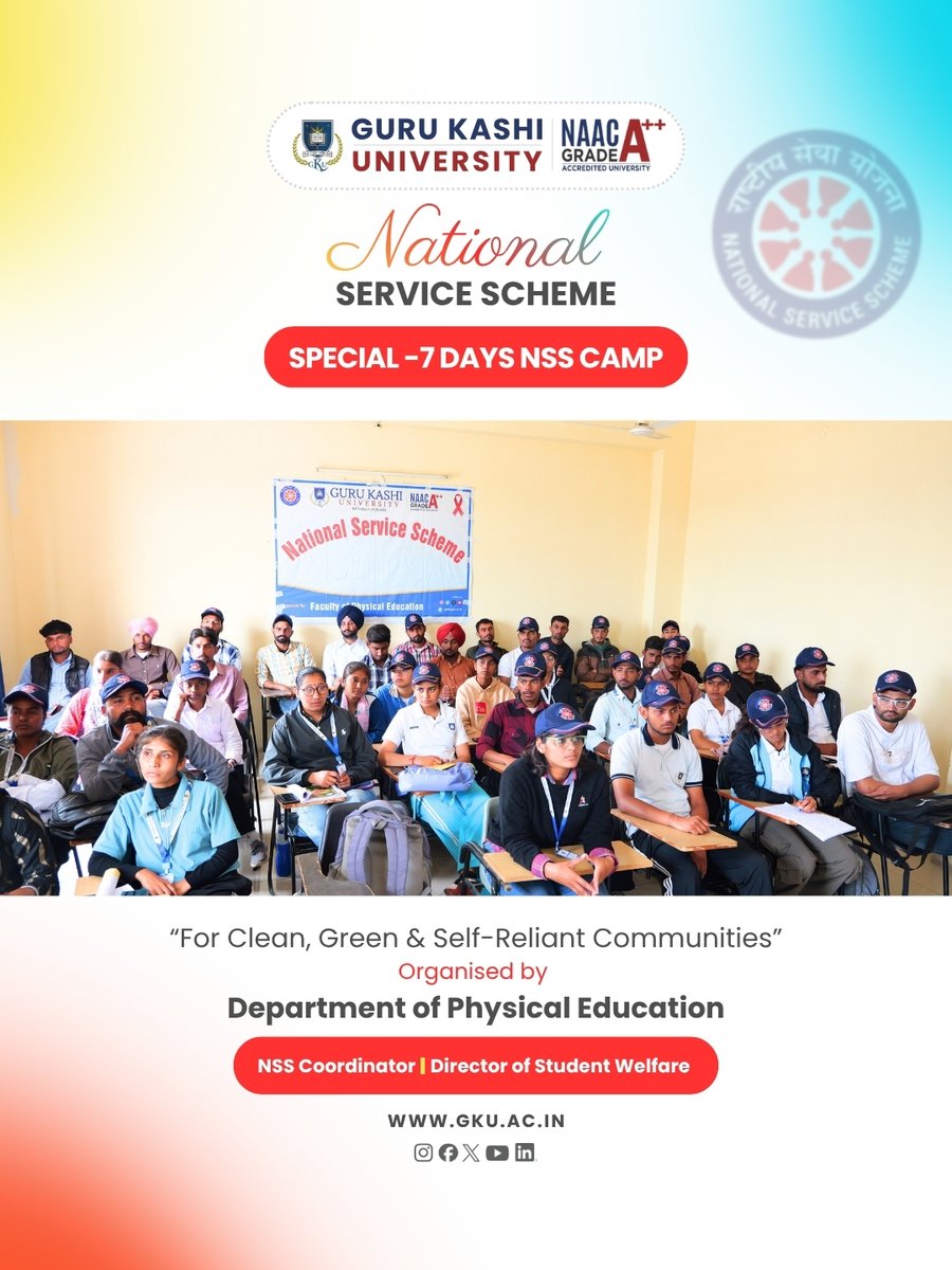 gurukashiuniv's tweet image. 7 Days NSS Camp at GKU Promoting clean, green &amp;amp; self-reliant communities. 
#NSSCamp #GKU