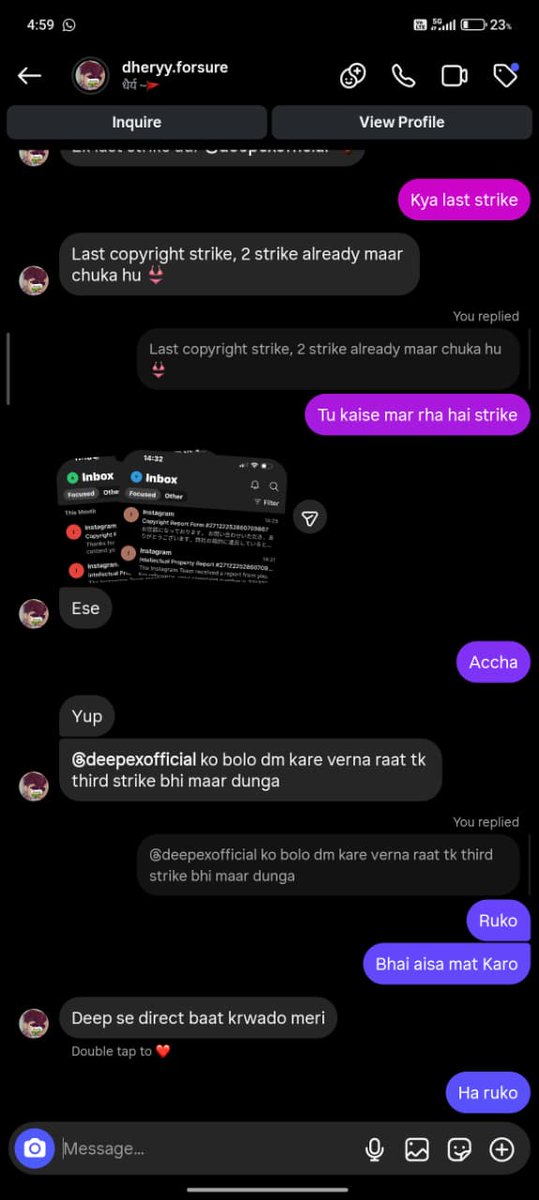 deepexofficial's tweet photo. @InstagramComms @Meta @instagram
My insta "deepexofficial" account is being targeted by false copyright strikes from an unknown user who is threatening to disable my account. I attached proof of harassment. Please review &amp; take action against this misuse of the reporting system. https://t.co/hUGrqOCuUD