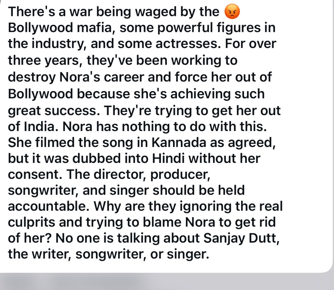 gulf20182018's tweet photo. @vidhisharmx There is a conspiracy to remove Nora from Bollywood and India because some influential figures in the industry and some actresses &amp; Nepo want to get rid of her in Bollywood due to her success and popularity. No one is talking about Sanjay Dutt &amp; singer or writer https://t.co/yMYaDqfmRL