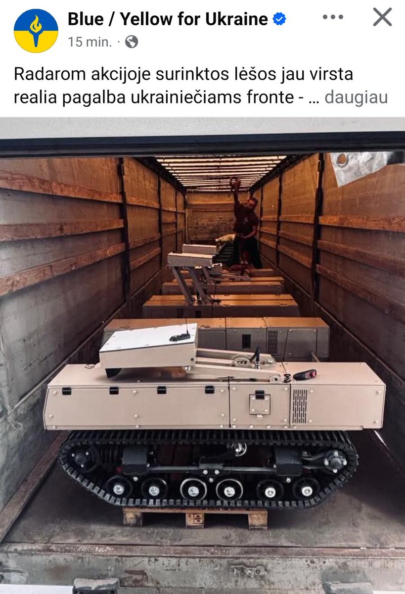 IlonaD00's tweet photo. https://t.co/jeyyAIRocq 
#radarom собранные деньги (больше € 5 млн.) уже превращаются в реальную помощь украинцам на фронте - отправляем наземные роботы "Термиты". 
Разом! 🇱🇹🇺🇦🇱🇹🇺🇦 https://t.co/g9NSGVXJkk