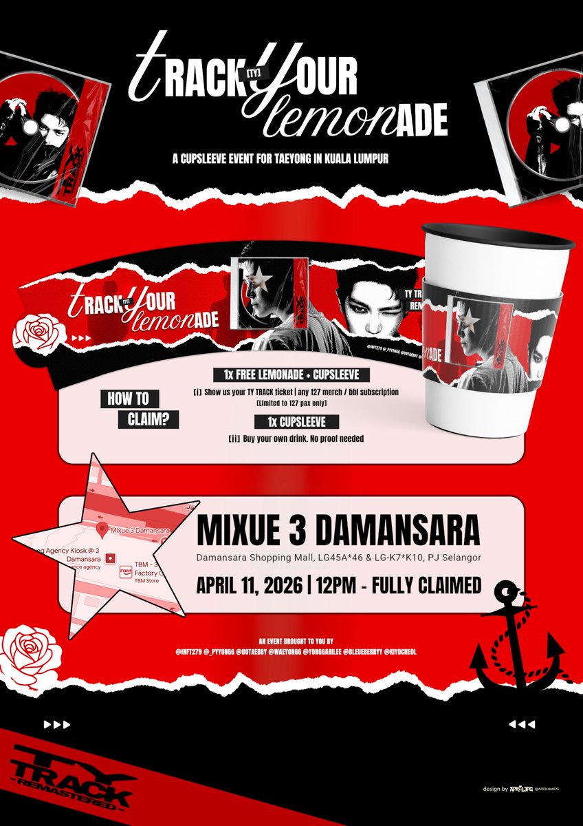⛓️ 𝐓𝐫𝐚𝐜𝐤 𝐘𝐨𝐮𝐫 𝐋𝐞𝐦𝐨𝐧𝐚𝐝𝐞 ˙✧˖°🍋⋆｡˚
 
— 🍸get your 𝘓𝘦𝘮𝘰𝘯𝘢𝘥𝘦, smash the barricade, stay on 𝗧𝗥𝗔𝗖𝗞!!

Join us to celebrate #TYTRACKinKL and get your free #TrackYourLemonade on the house!!

🗓️ 11th April 2026
⏰ 12pm - fully claimed
📍 Mixue

*T&amp;C apply