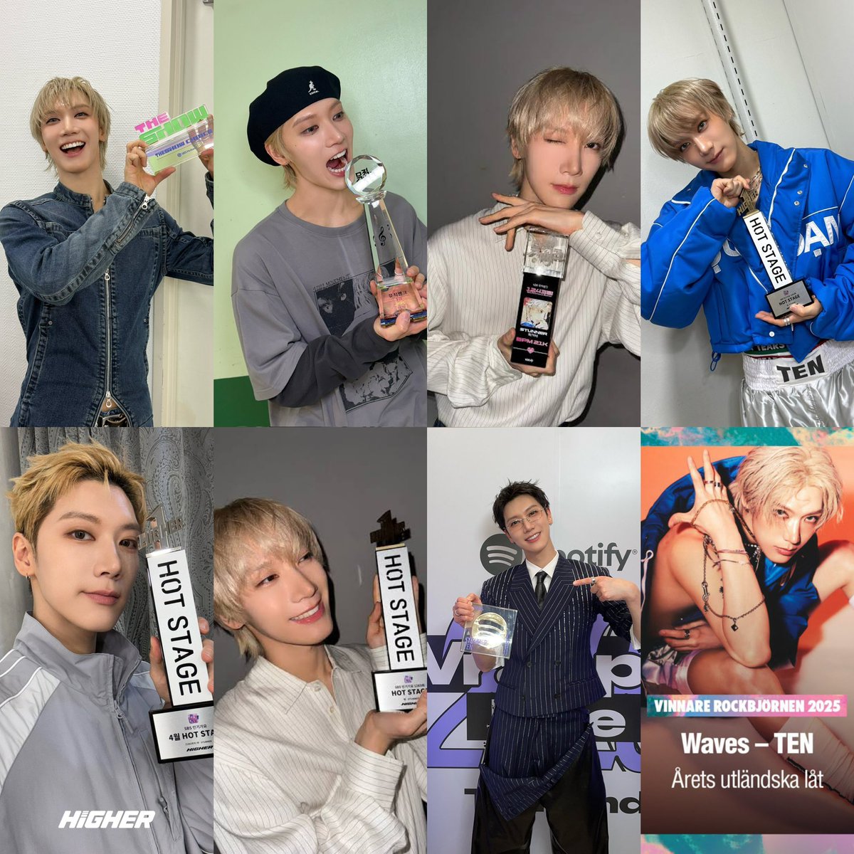 Trophies (awards) for Ten’s Stunner 

• 1st solo wins (The Show, Music Bank)
• Music Bank BPM trophies
• 3× SBS Hot Stage wins
• Thailand Spotify Top Song of 2025 
• Rockbjörnen International SOTY (Waves)

Manifesting more trophies to come

 #TEN_STUNNER_1stAnniversary
