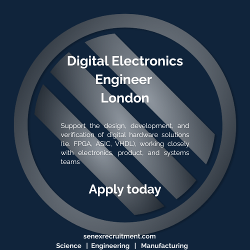 SenexRecruit's tweet photo. We're hiring a Digital Electronics Engineer (FPGA / ASIC / Embedded Systems) in London!
Join a forward-thinking tech team shaping next-gen renewable energy systems. 

📍 Apply now: https://t.co/Fu4sHBFHeQ

#EngineeringJobs #FPGA #ASIC #EmbeddedSystems #RenewableEnergy #LondonJobs https://t.co/JdtEN24nfN