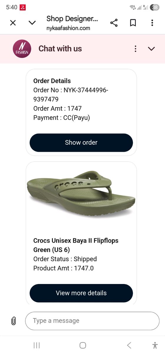 f1_desai's tweet photo. @NykaaFashion Extremely disappointed with your service.

Order NYK-37444996-9397479 I ordered Crocs Baya II Flipflop (Green) but received Crocs Baya Clogs (Black) completely different product and color.

#CustomerExperience #NykaaFashion https://t.co/wHqURxxqi1