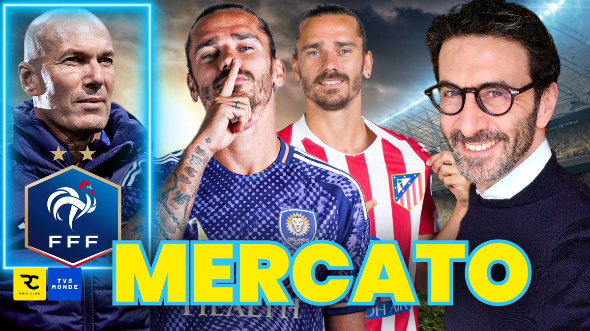 alexandreruiz's tweet image. RENDEZ-VOUS 16h00 (HF)
🔴 𝗡𝗘𝗪𝗦 𝗙𝗢𝗢𝗧𝗕𝗔𝗟𝗟
#RuizClub x @TV5MONDE 24/03
🐔 ZIDANE Sélectionneur
👋 ARBELOA Plébiscite
🇺🇸 GRIEZMANN Orlando
🤝 VINICIUS Prolongation
🚑 ARTETA Infirmerie
❌ TRENT De mal en pis
👑 FLICK CDPA
🇮🇹 MERCATO
#Football #Mercato #RealMadrid #Barça
