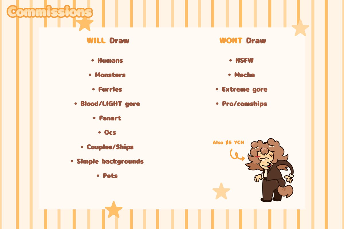 WoddlingDucks's tweet photo. Okk official comms sheet!
Kinda updated my style as well since it's been sorta inconsistent lately

Anywho I only take payment through kofi, paypal and cashapp!

#commissions #commission #art #fyp #artcommissions #chibi https://t.co/EgItIBWoH4