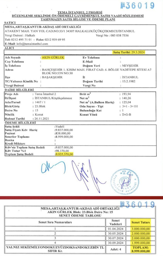 CHP Genel Başkanı Özgür Özel, Adalet Bakanı Akın Gürlek'e ait olduğunu söylediği TEMA İstanbul 2’deki konut sözleşmesini paylaştı. Özel, "Eldeki bu açıklama ve bu belge Ağrı Dağı kadar gerçek. TEMA’nın resmi açıklaması ama gösterilen tapu kaydında yok” dedi.
Özel'in, canlı