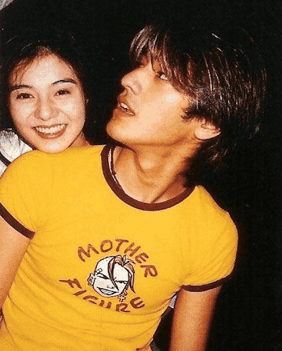 taesdawn26's tweet photo. takeshi kaneshiro wearing 'mother figure' tank girl t-shirt in fallen angels, 1995 https://t.co/7F2436OTof