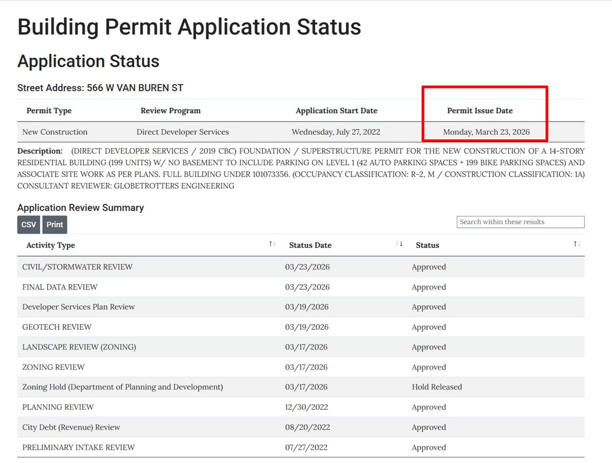 BuildingChi's tweet photo. 566 West Van Buren is a go.
I can't check permits throughout the day for the next two weeks, so I missed this yesterday, and will miss many more. https://t.co/sbIYkGpBTF