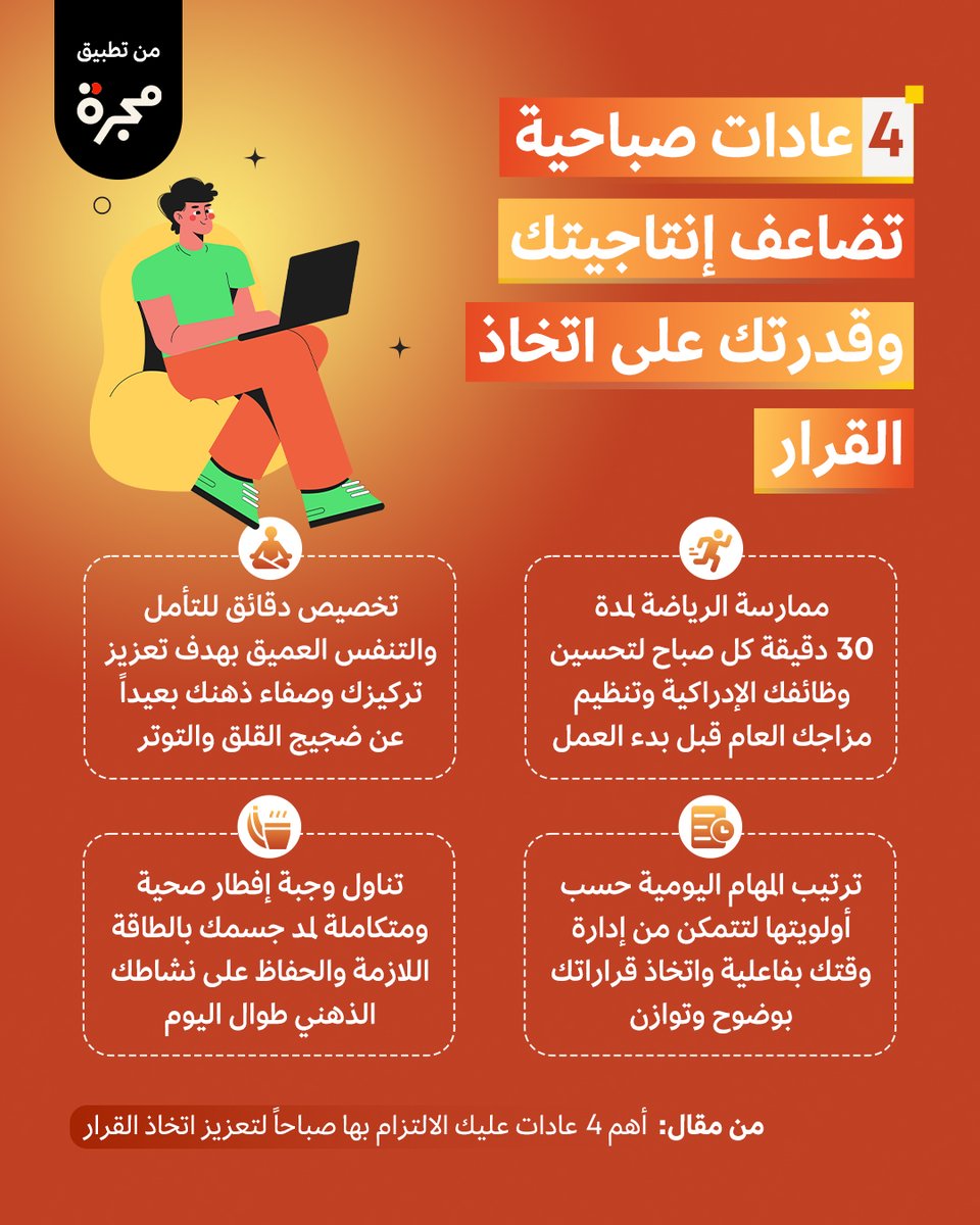 OloomLilOmoom's tweet photo. ضاعف إنتاجيتك بعد عطلة عيد الفطر المبارك من خلال هذه العادات الصباحية.
#العلوم_للعموم https://t.co/kVRdOg2wDd