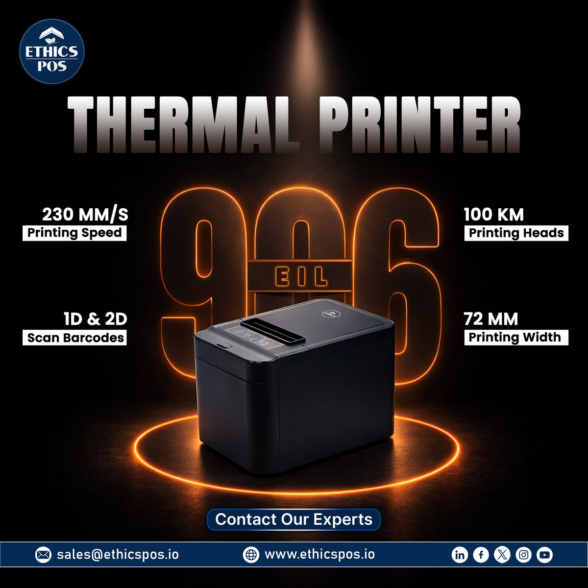 EthicsPos's tweet image. Print faster, save energy! The EIL906 Thermal Printer delivers 230 mm/s speed and 1D/2D barcode support, with error alerts.

#PrintSmart #EnergyEfficient #FastPrinting #BarcodeReady #EIL906 #EthicsPOS
