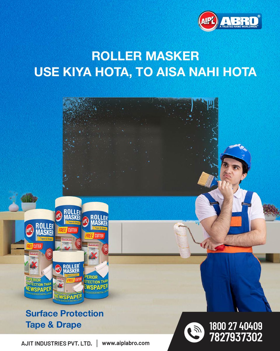 AjitIndustriesO's tweet photo. Avoid messy paint jobs and extra cleanup.

Use AIPL ABRO Roller Masker for clean, precise results every time.

✔ Easy application
✔ Superior surface protection
✔ Professional finish

📞 +91 7827937302
✉️ info@aiplabro.com

#AIPLABRO #RollerMasker #PaintingSolutions https://t.co/wNErLrLIwU