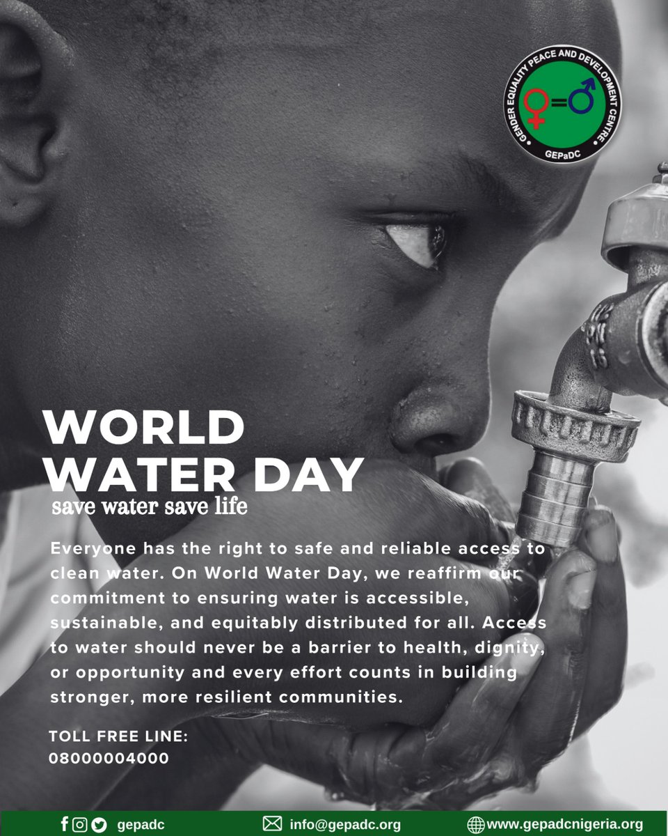 GEPaDC's tweet photo. Everyone deserves safe, reliable access to clean water. On World Water Day, we reaffirm our commitment to equitable and sustainable water for all. 💧

#WorldWaterDay #WaterIsLife #Accountability #SustainableAccess #UNICEF #Unitednations https://t.co/sdVIj4V9Ev