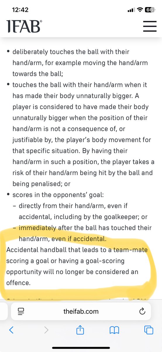 C_Chalmers29's tweet photo. @p_bov1 @EwenDCameron That’s from the actual IFAB website oh and just in case you still don’t believe it here’s a link to the BBC which explains the new handball rules which were changed back in 2021 - https://t.co/oYg18x7GQc at the end of the days the decison wasn’t costly but it was still wrong https://t.co/4talNchG8g