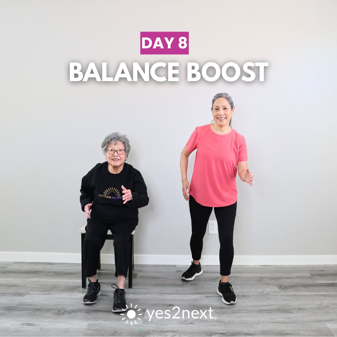 yes2next's tweet photo. Day 8 of the 15-Day Balance Challenge 💙
Halfway there! Today focuses on real-life balance. Reaching, turning, and reacting to help prevent falls and build confidence.

https://t.co/7SzYSUrA1O

#BalanceChallenge #SeniorFitness #FallPrevention https://t.co/p1x4nSMkzc