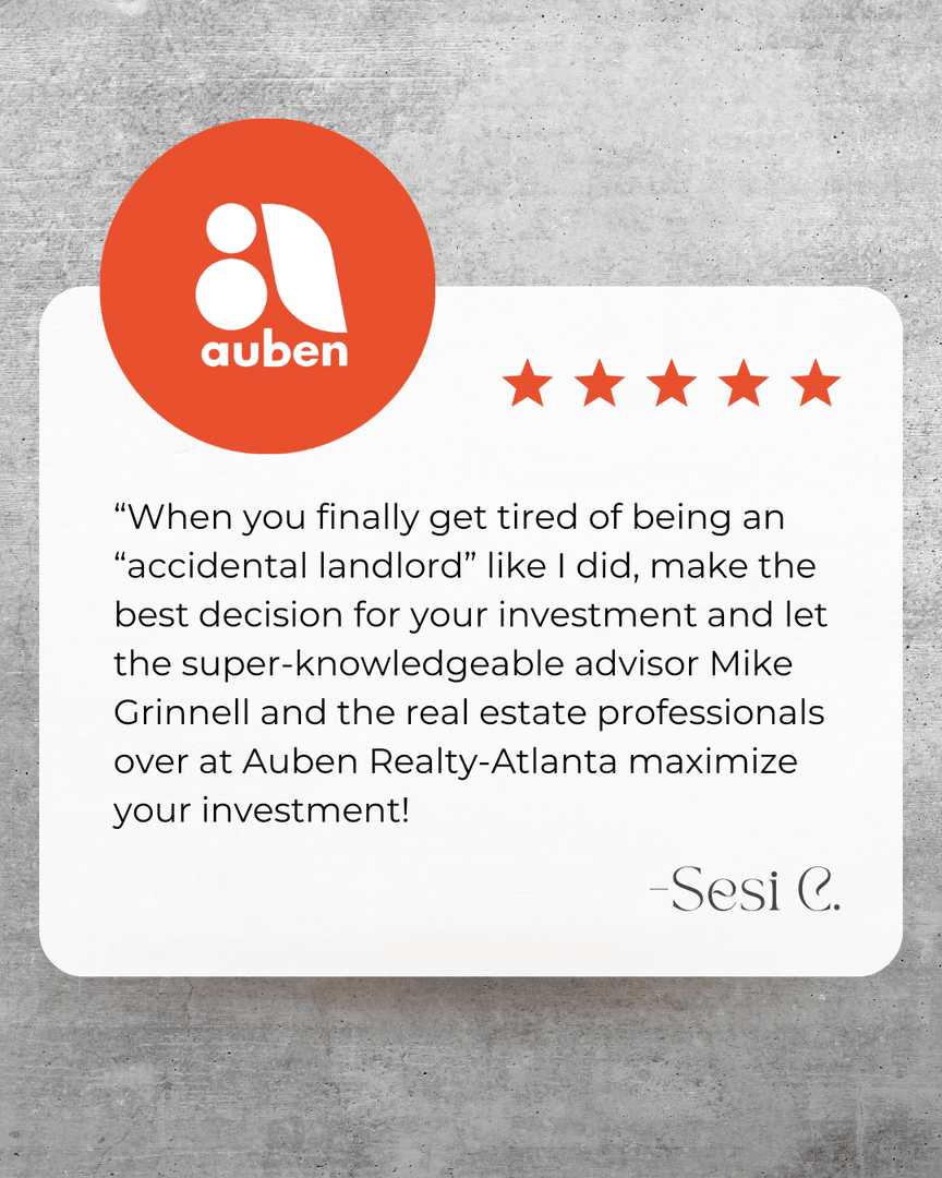 aubenrealty's tweet photo. This is the kind of #fivestarreview that we strive for! 🤩

Thank you for this thoughtful review of your time working with us, and for recognizing Mike Grinnell's exceptional service. We look forward to continuing our partnership! https://t.co/kYcFUCrboM
