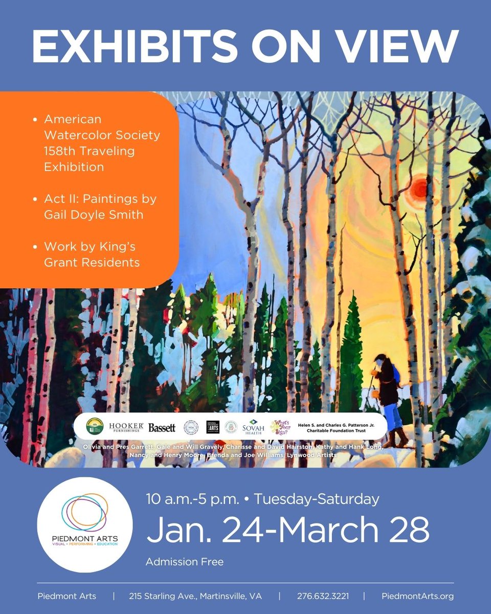 ⭐Last week on view!⭐
Piedmont Arts is open Tuesday-Saturday
10 a.m.  - 5 p.m.
Admission FREE