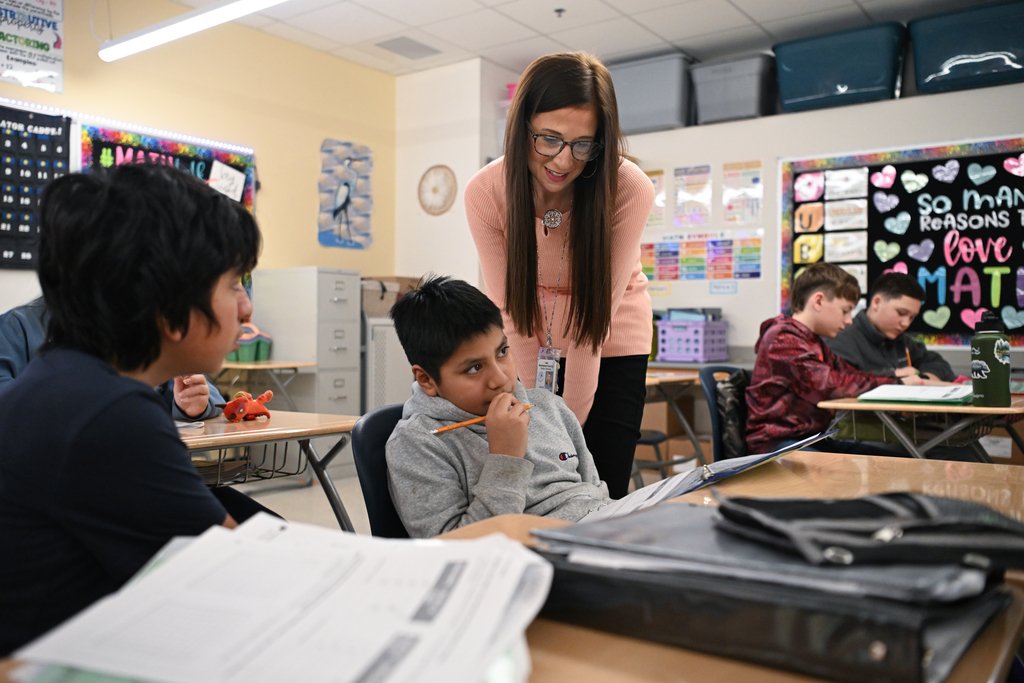 SCPS_MD's tweet photo. At Somerset Intermediate School, Sarah Mister helps students build strong math skills and confidence. A 2026–2027 Somerset Teacher of the Year candidate, she emphasizes problem-solving and supports a positive school climate. Winners will be announced March 27! https://t.co/wnRzFnkOYG