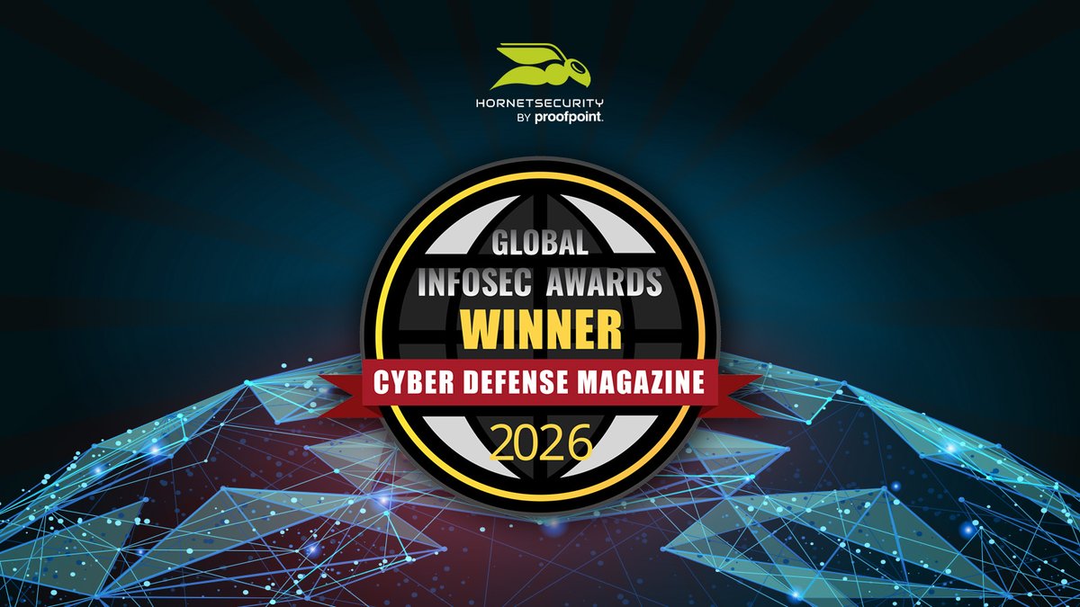 Hornetsecurity's tweet photo. Hornetsecurity has won the Editor's Choice AI-Powered Cybersecurity Solutions Award in the Global InfoSec Awards 2026 by @cyberdefensemag​! 🎉 https://t.co/pW8MaK6ZXv