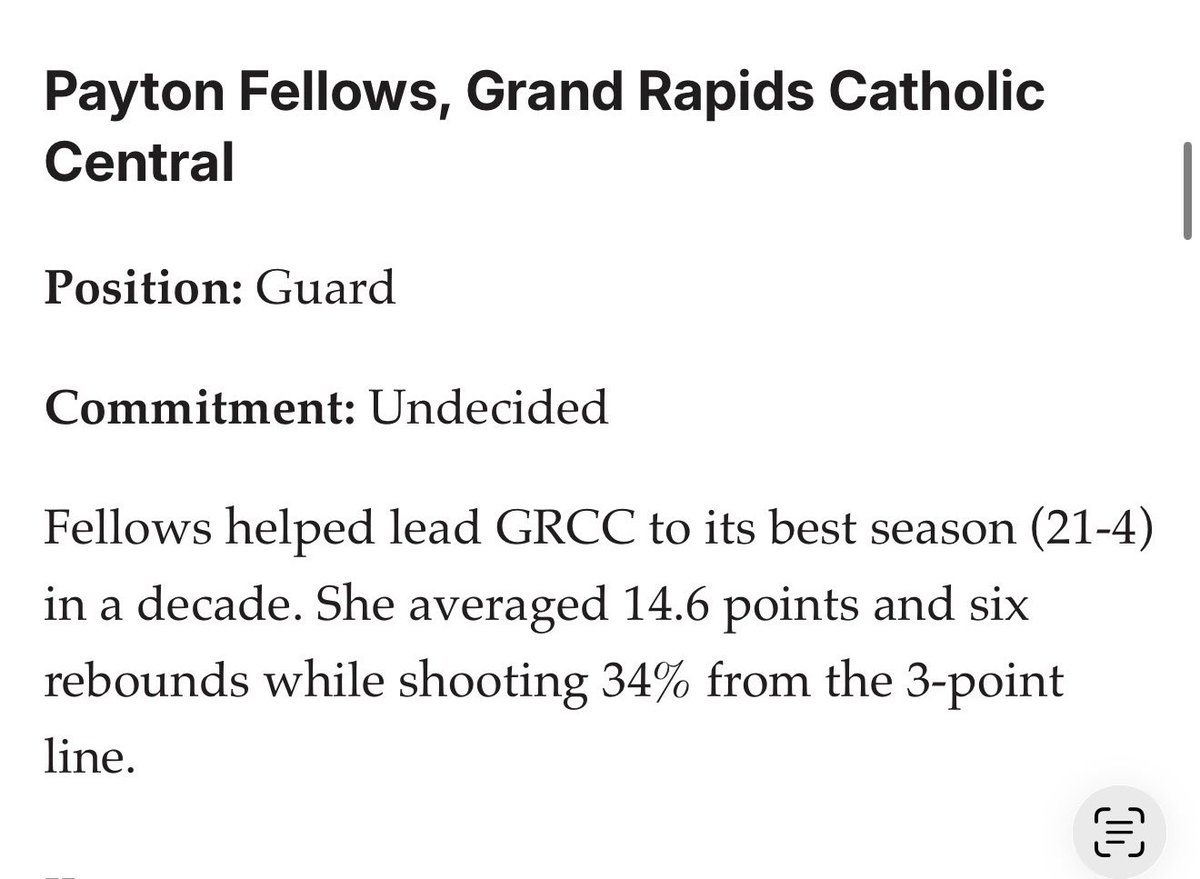 PaytonFellows14's tweet photo. Thank you @MLive 
I’m honored to be on this list with so many  great players! 
@mertzieklein 
@TrainImpossible 
@DreamLoudlyTeam 
@GRCC_CougarsWBB https://t.co/7RQ6dbqZN4