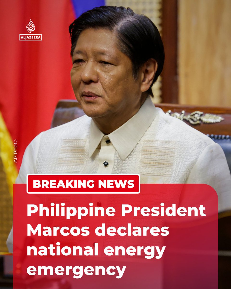 BREAKING: Philippine President Ferdinand Marcos Jr has declared a state of national energy emergency in the country.