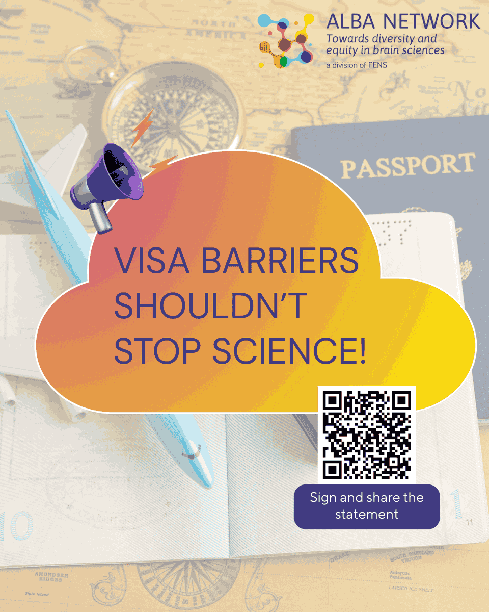 network_alba's tweet photo. 🌍 Science has no borders — but scientists do. Researchers from mobility-restricted regions face arbitrary visa rejections and delays that derail careers and limit knowledge exchange. Read ALBA's full statement and recommendations on streamlining visa processes and diversifying meeting formats. Add your name to strengthen the call for change!  

🗣️ https://t.co/AcruTlSlgN

@FENSorg @IBROorg @SfNtweets @EJNeuroscience @FensKavliNet @EU_Brain