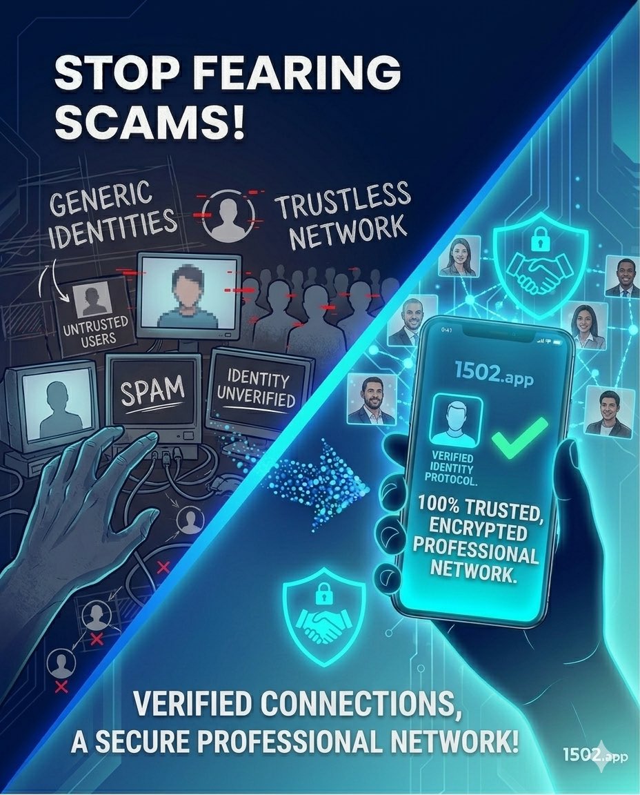 Stop fearing scams! 🛡
Legacy #freelance platforms restrict your connections with generic identities and unverified profiles.
1502.app has Secure, Verified Connections &amp; A Secure Professional Network. Reclaim your autonomy. 🚀
🔗 1502.world
#1502App