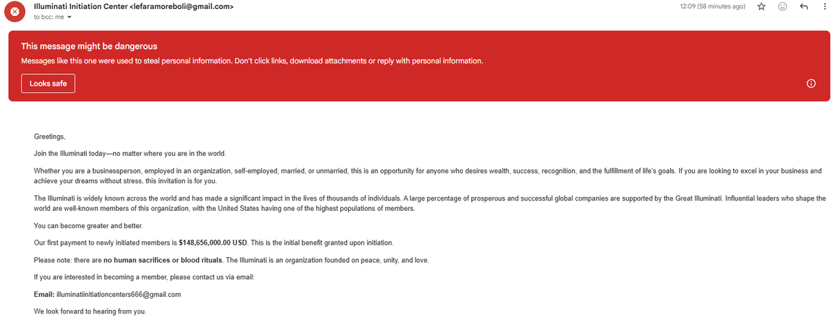 DrStrangetwit's tweet image. Just received an email to join the illuminati...

Was worried that it would be yet another unpaid committee role but there looks to be some remuneration at least.  Do I bring my own pyramid or is one provided? 

#Illuminati