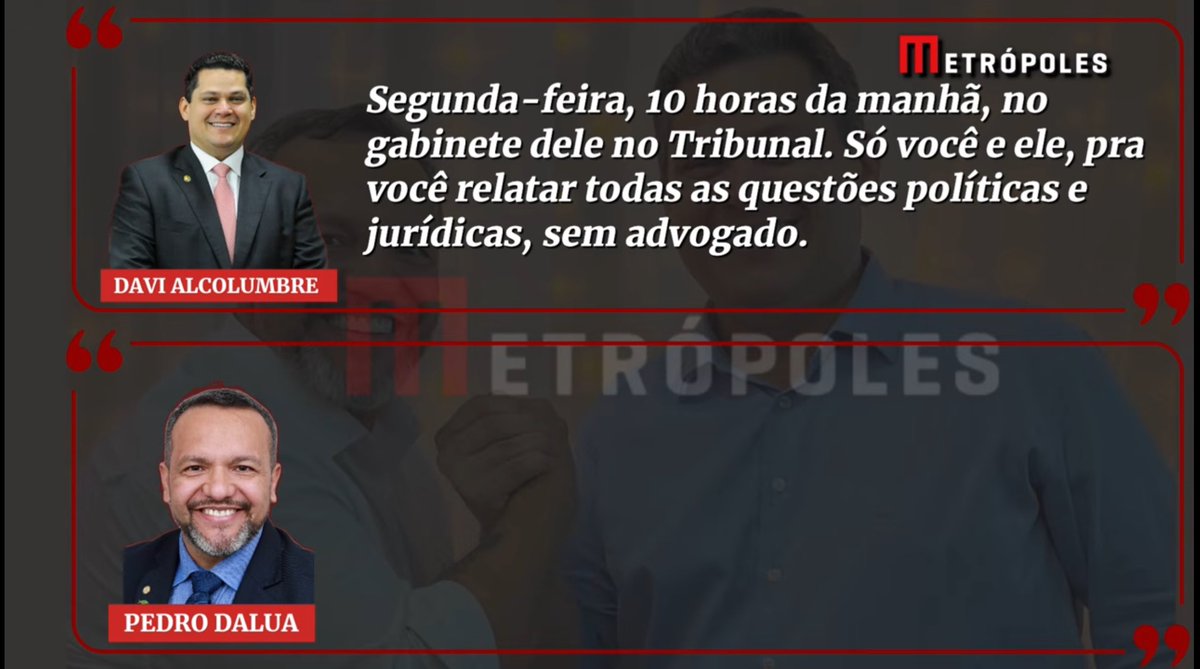 “Só você e ele, sem advogado”, orienta Alcolumbre sobre o encontro