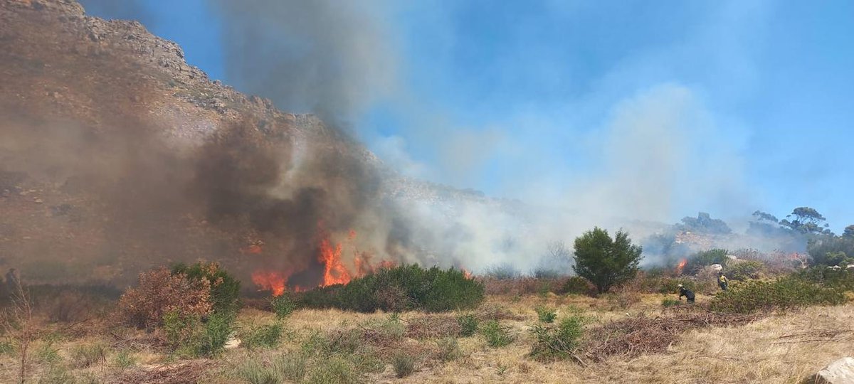 TableMountainNP's tweet photo. Fire crews from Working on Fire and the City of Cape Town Fire and Rescue Services are on scene and actively working to contain the blaze. Further updates will be shared as more information becomes available.

#SANParks #FireIsEveryonesFight #FireSeason #TableMountain https://t.co/VX76dZbX5b