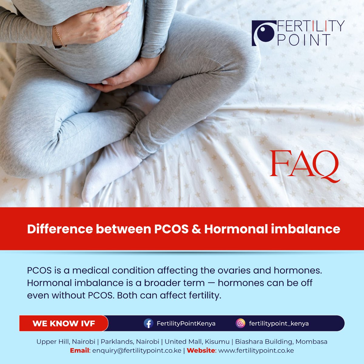 Many people confuse PCOS with general hormonal imbalance, but they’re not the same. Both can impact fertility, especially if left untreated.

📞 Call us at 254792111222 to understand your next steps.

#FertilityPoint #IVF #FertilityCare