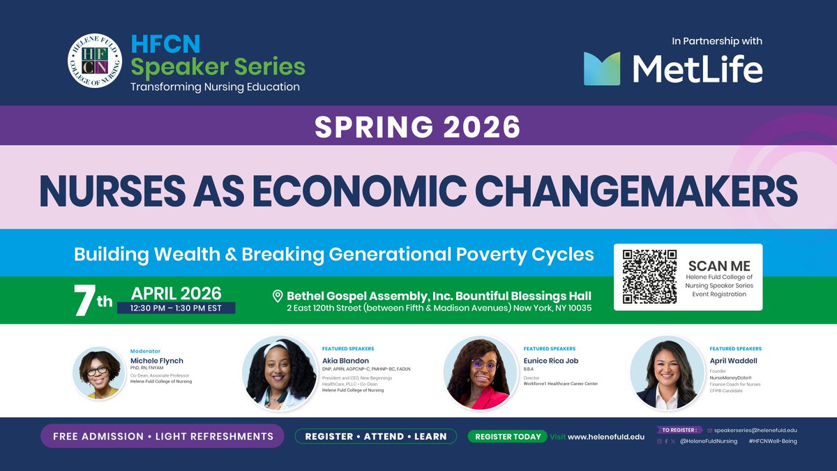 HeleneFuld's tweet photo. Nurses deserve the financial roadmap no one handed them.
April 7 | In Person + Zoom | Free
Nurses as Economic Changemakers
Register: https://t.co/bpWmfohK5A
#NursesAsEconomicChangemakers #HFCNSpeakerSeries https://t.co/q6ngbYxlCM
