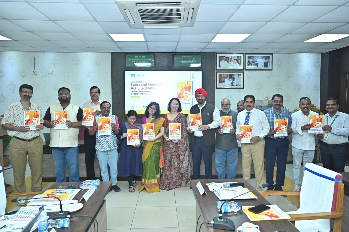achyuta_samanta's tweet photo. Happy to welcome Ms. Eunsong Kim and Dr. Shraddha Chickerur, representatives from UNESCO, to the KIIT & KISS campus on the occasion of the launch of the Sport and Physical Activity (SAPA) Impact Framework Report for India.

This initiative, developed in collaboration with the @unescoindia Regional Office for South Asia, Sports and Society Accelerator (SSA), Victoria University, Australia,and KISS, presents a simple and practical way to understand the impact of sport in our lives. The framework has been developed over one year of study, involving over 2,000 students and alumni, along with interactions with parents, teachers and community members. It focuses on four important areas — Health & Wellbeing, Education & Lifelong Learning, Livelihoods & Economic Growth, and Equality & Social Inclusion.

It was good to see discussions on how sport can be included in education and daily life in a more structured way so that young people can benefit in a meaningful manner.

My good wishes to all the partners and participants for taking this effort forward for the benefit of society.