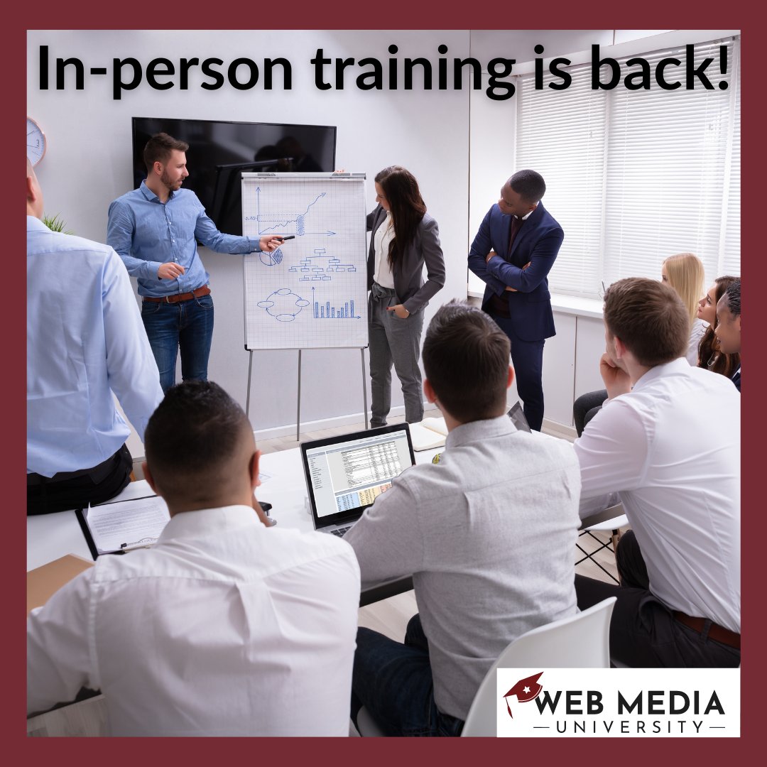 WebMediaU's tweet image. Are you wanting to get social media certified to help you change careers or position yourself for a raise? Sign up for one of our in-person, one-day boot camps to get the training you need. bit.ly/3HVVEog #marketingtraining #socialmedia #smm