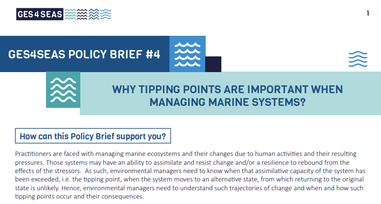 AngelBorjaYerro's tweet photo. A new policy brief from #GES4SEAS is out, on #tippingpoints and its importance in marine management. 
Share it with your colleagues, stakeholders, managers and policy-makers
You can download it from here: https://t.co/NHOkxhYDnk https://t.co/JTaKel5brb