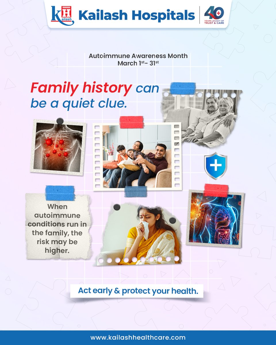 KailashHealth's tweet photo. Did you know that if autoimmune conditions run in your family, your risk may be higher?
Don't ignore the "quiet clues." Prioritize your well-being by understanding your roots and consulting with experts.
Consult our Doctors: https://t.co/A6XrdCFVhd
#AutoimmuneAwareness #Checkup #KailashHealthcare #HealthTips #KnowYourRisk