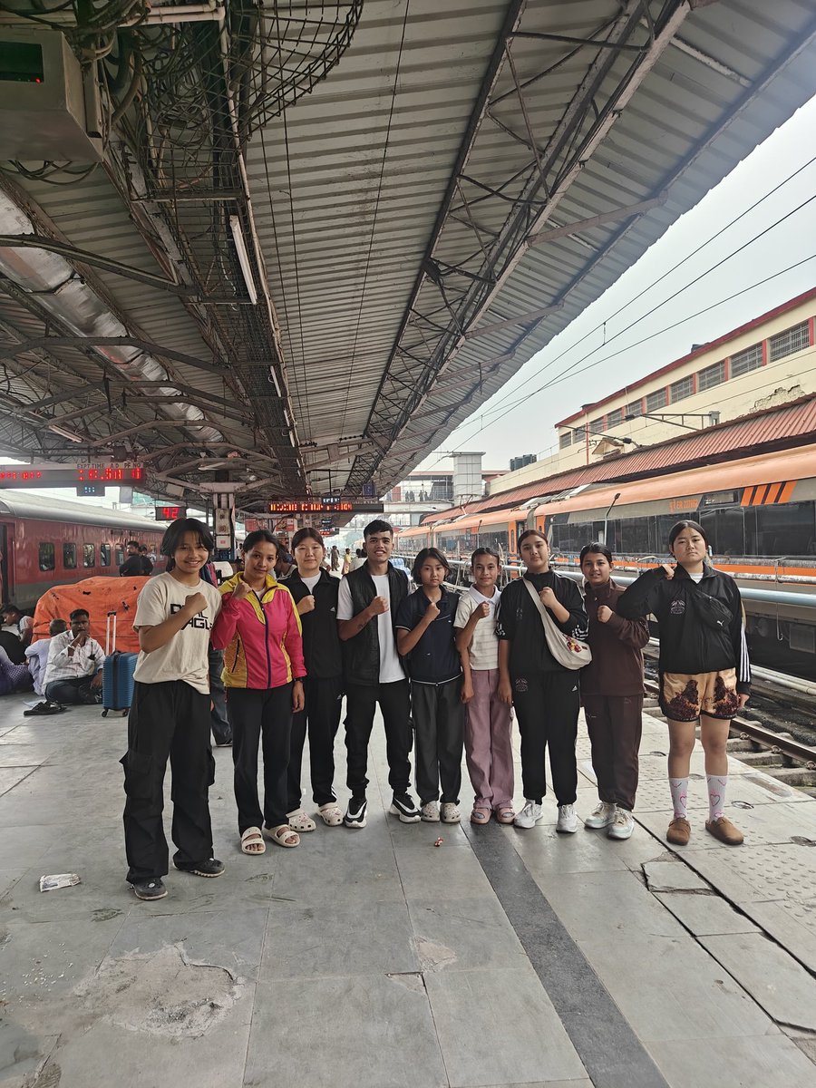 SikkimMedia's tweet photo. Team Sikkim SAKO departs for Chennai to compete in Khelo India Asmita Kickboxing Women’s National League (Mar 26–29, 2026). Led by coach Rahul Sharma, 8 athletes to represent the state, aiming to showcase talent and bring laurels. #Sikkim #KheloIndia #Kickboxing #AsmitaLeague #WomenInSports