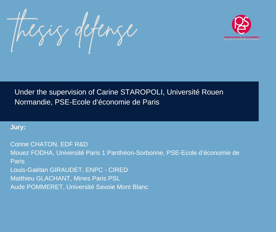 PSEinfo's tweet photo. 🧑‍🎓Best wishes to Samy Zitouni (@PSEinfo @SorbonneParis1) who will defend on Thursday his thesis entitled "Politiques d’atténuation dans le secteur résidentiel français" under the supervision of Carine Staropoli 🍀
https://t.co/SeEpFG8dt7 https://t.co/LQBS6zYeX1