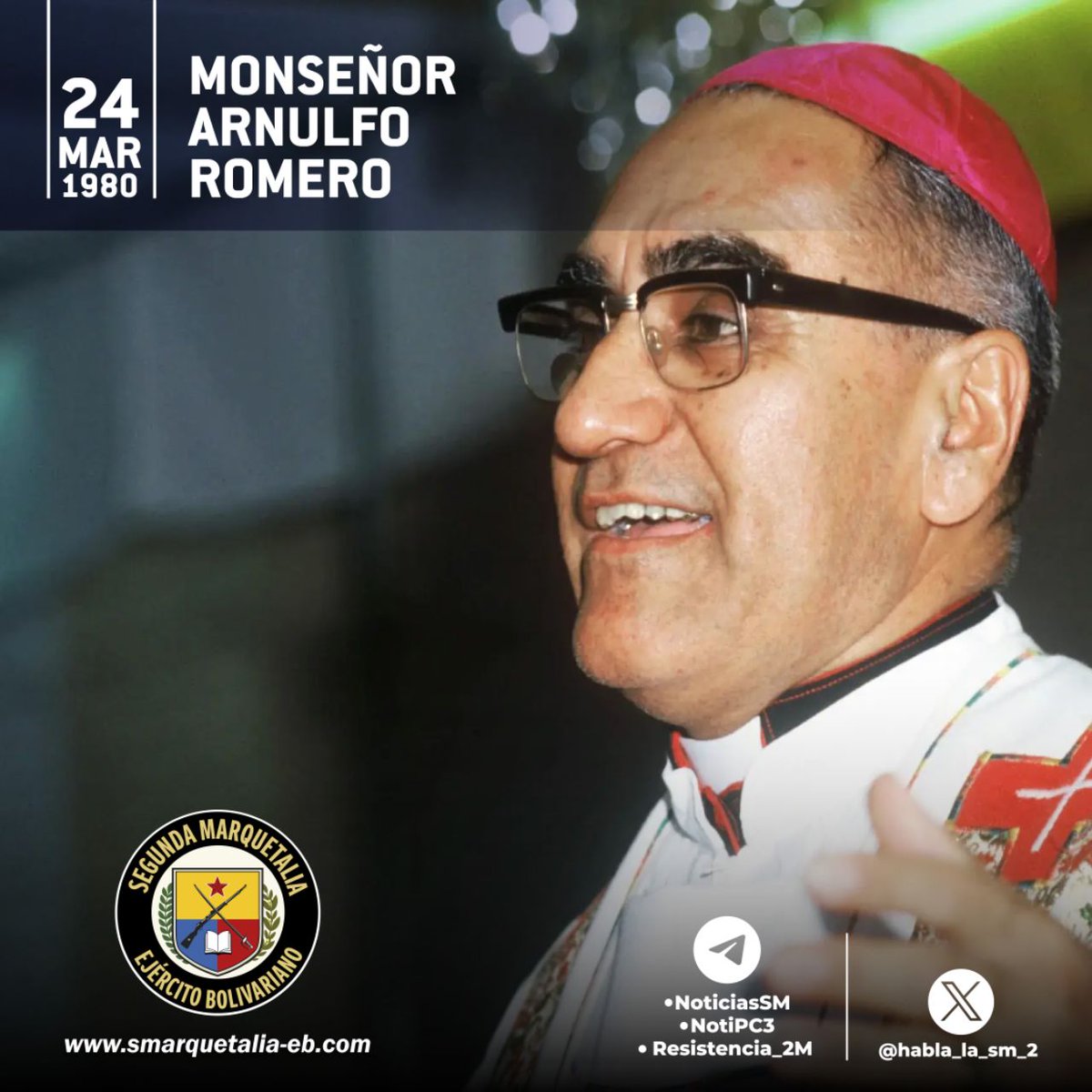 🧵Hace 46 años Oscar Arnulfo #Romero fue asesinado por un francotirador mientras oficiaba la misa, por denunciar los asesinatos y la desaparición forzada de personas, cometidos por escuadrones de la muerte y cuerpos de seguridad del Estado salvadoreño.