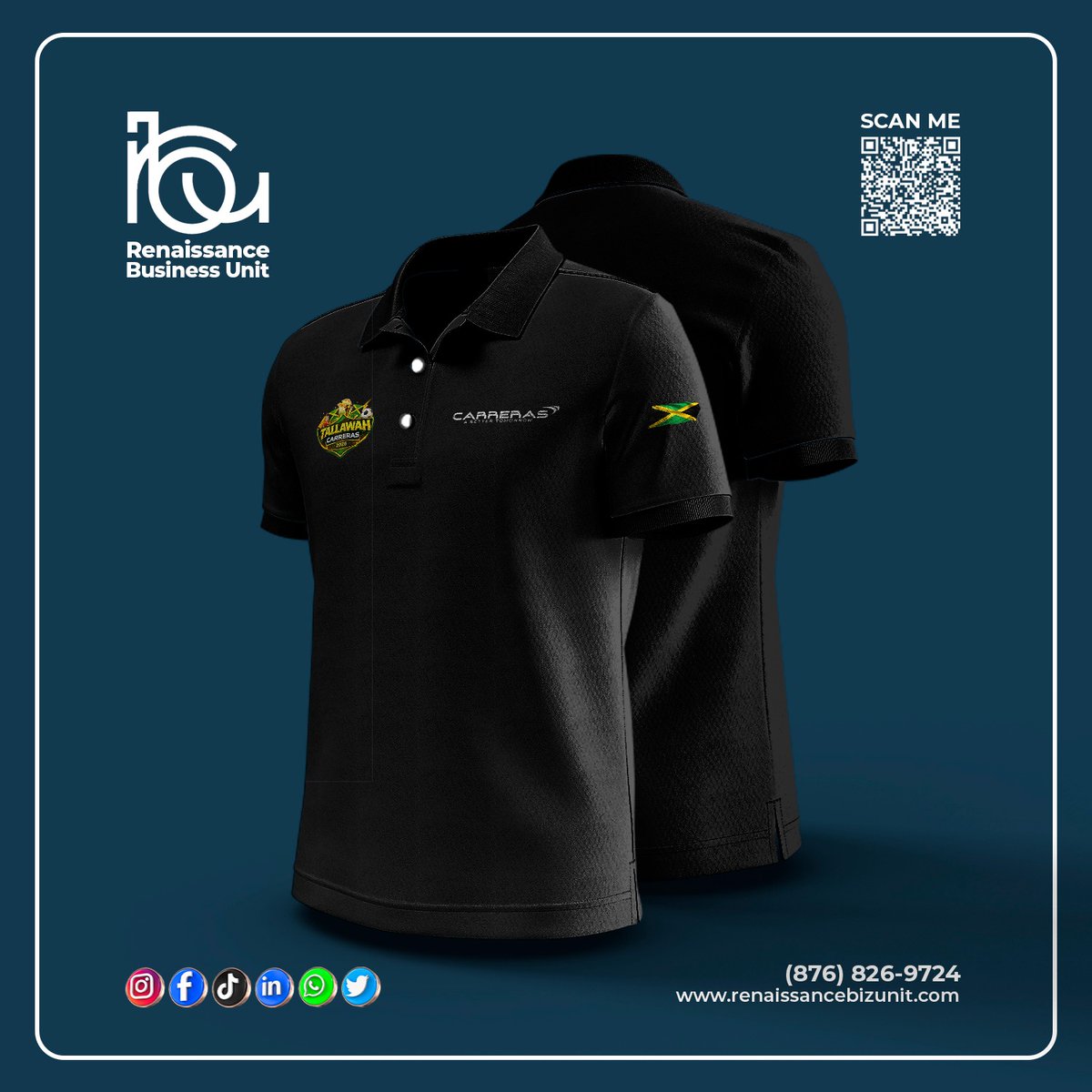 RenaissanceBU's tweet photo. Clean. Bold. Represent. 🇯🇲🔥

This custom polo design brings together premium style and strong brand identity.

From embroidery placement to colour balance, every detail was crafted to make a statement not just in the work place but wherever it is worn. https://t.co/XWBEbohd9R