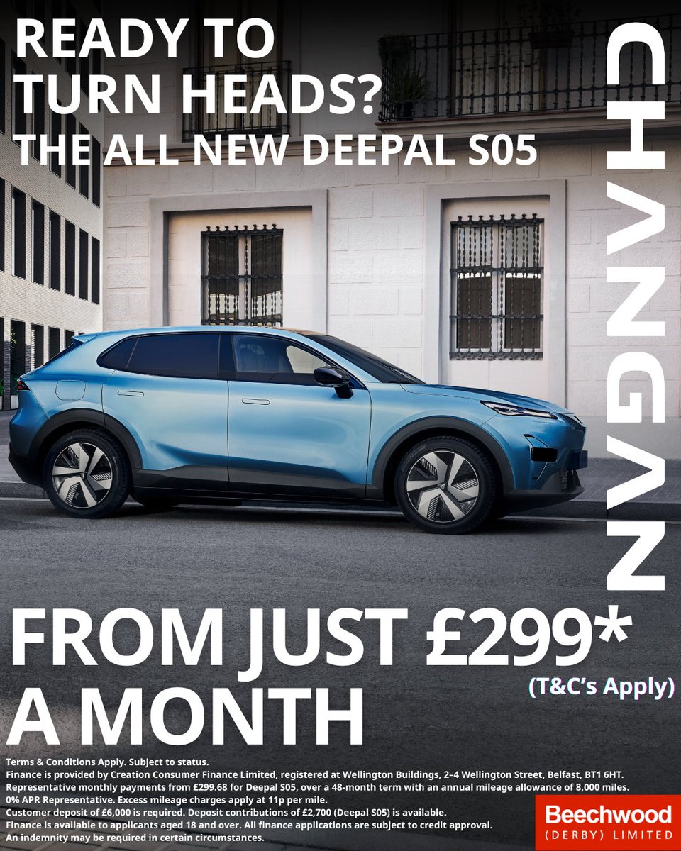 BeechwoodMotors's tweet image. 🚗💨 Turn heads with the all-new Deepal S05! Sleek, stylish &amp;amp; built to impress.

✨ From just £299/month (T&amp;amp;Cs apply)

Book your test drive at Beechwood (Derby) Limited today!

#DeepalS05 #DriveInStyle #BeechwoodDerby