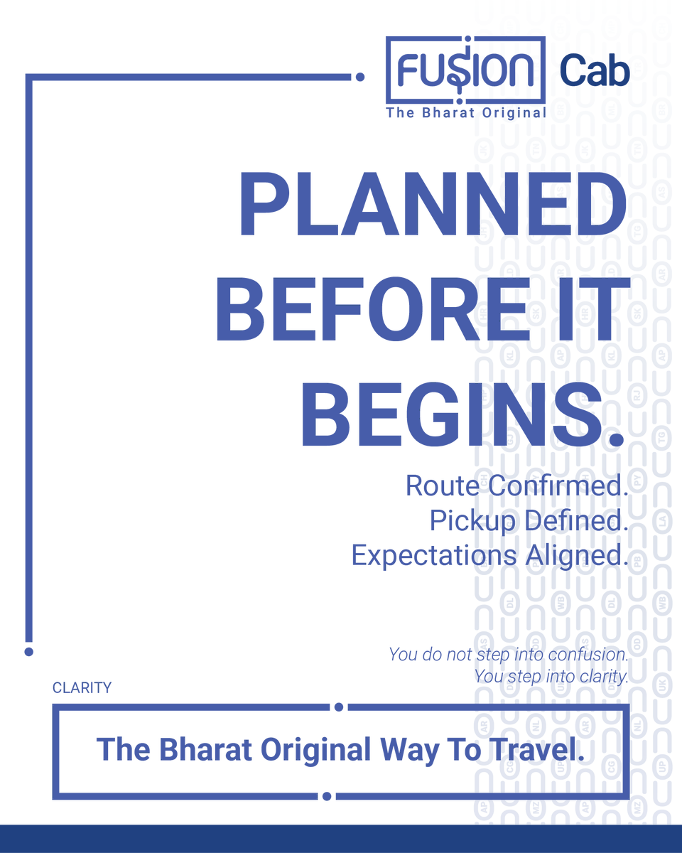 FusionCab's tweet photo. When travel has a system, uncertainty disappears.

Routes confirmed. Pickup defined. Expectations aligned.
Chauffeur driven cab rental built for planned intercity mobility.

The Bharat Original.
@FusionCab 

#FusionCab #ChauffeurDriven #PlannedTravel #IntercityMobility https://t.co/cd7oD29ccU