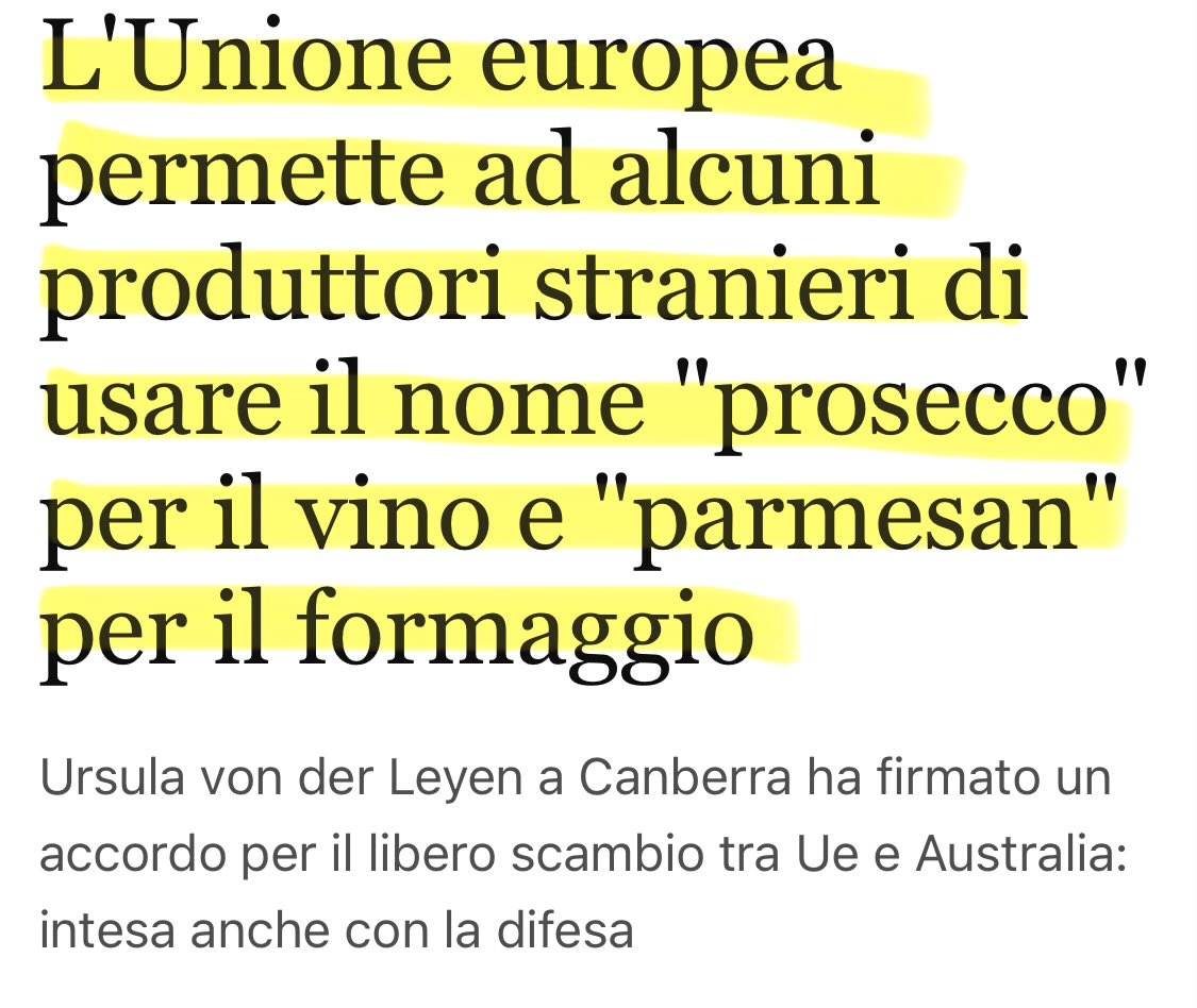 k_arsenale's tweet image. Il Presidente #Mattarella una volta disse: “Il Made in Italy è un pilastro dell'identità, cultura e qualità italiana nel mondo”. A questo punto chi ha autorizzato #Ursulavonderleyen a svendere il nome del #Prosecco e del #ParmigianoReggiano all’Australia ??