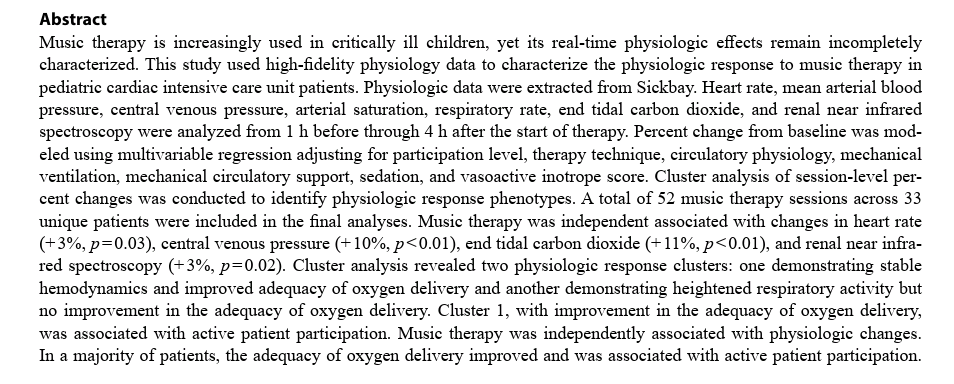 loomba_rohit's tweet photo. Our hemodynamic effects of #music therapy paper is published! Music enriches and saves lives, sure has done that for me. And to be able to highlight it's positive effects in our #pediatric #cicu patients is exciting! 

#icu #criticalcare #medtwitter

https://t.co/IZ9U6j2sdj https://t.co/p38geelREs