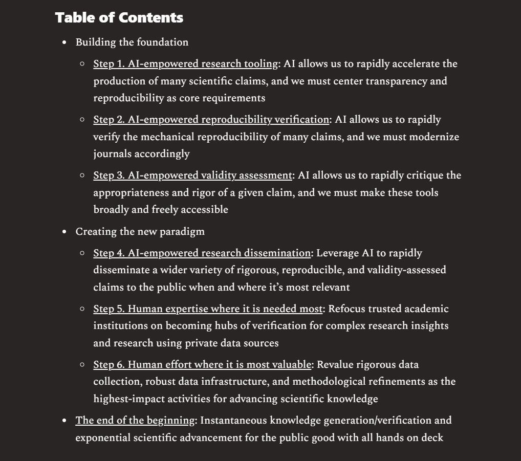 brhkim's tweet image. As AI tools for research proliferate and research production accelerates, publishing is going to need to split into two tracks in the near future: that which is mechanically reproducible and verifiable, and basically everything else.

It's not going to be long before we can
